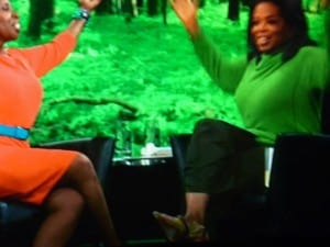 Oprah celebrating the reconciliation with Iyanla Vanzant.