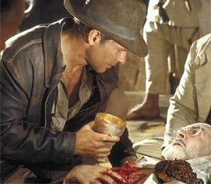 Indiana Jones and Sean Connery with the Holy Grail