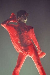 Prince in flouncy red . . . 