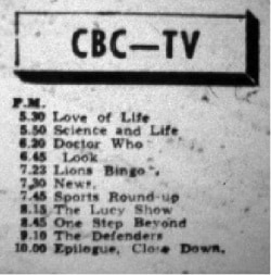 Barbados CBC TV archive program listing